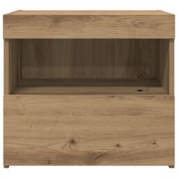 Berkfield Home Bedside Cabinet with LED Lights Artisan Oak 50x40x45 cm in Brown - Size: 50 x 40 x 45 cm - thumbnail 6