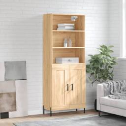 Berkfield Home Highboard Sonoma Oak 69.5x34x180 cm Engineered Wood in Light Tan - thumbnail 2