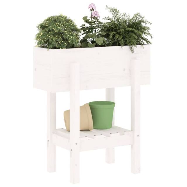 Berkfield Home Beautiful Garden Planter White 62x30x69 cm Solid Wood Pine - Size: 62 x 30 x 69 cm - image 1