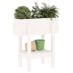Berkfield Home Beautiful Garden Planter White 62x30x69 cm Solid Wood Pine - Size: 62 x 30 x 69 cm - thumbnail 1