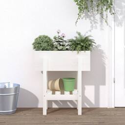 Berkfield Home Beautiful Garden Planter White 62x30x69 cm Solid Wood Pine - Size: 62 x 30 x 69 cm - thumbnail 2