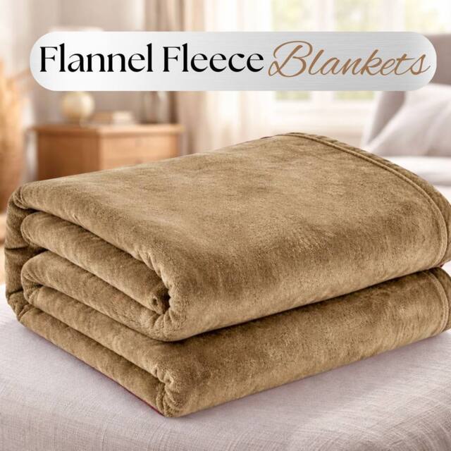 Grace Lazzaro Flannel Fleece Ultrasoft Throw Blankets in Camel - Size: 130 cm x 150 cm - image 1