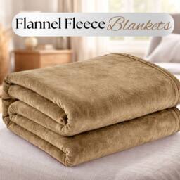 Grace Lazzaro Flannel Fleece Ultrasoft Throw Blankets in Camel - Size: 130 cm x 150 cm - thumbnail 1