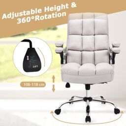 Costway Executive Office Chair Ergonomic Padded High Back Swivel Computer Desk Chairs in Beige - thumbnail 6