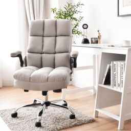 Costway Executive Office Chair Ergonomic Padded High Back Swivel Computer Desk Chairs in Beige - thumbnail 3