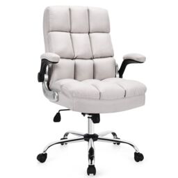 Costway Executive Office Chair Ergonomic Padded High Back Swivel Computer Desk Chairs in Beige