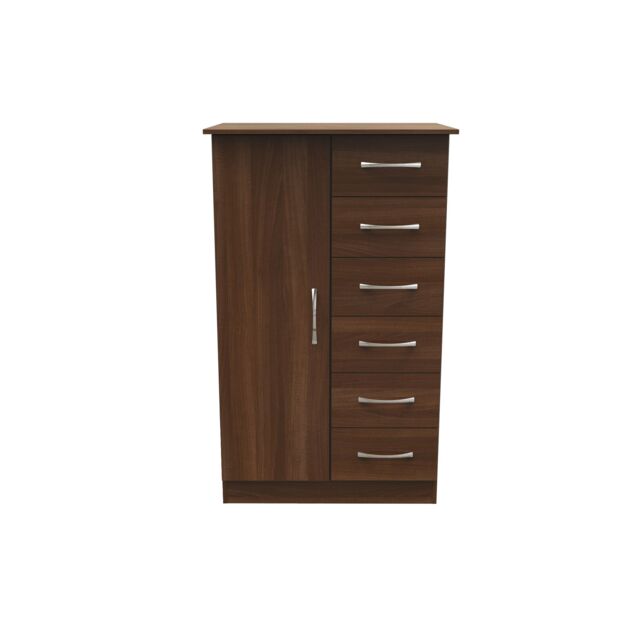 Ready Assembled 2 U Hampshire 1 Door 5 Drawer Childrens Wardrobe (Ready Assembled) in Walnut - image 1