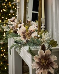 Dibor Magnolia Blush Xmas Table Decoration Christmas Garland 1.8m - Size: Large