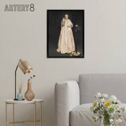 "Artery8 Young Lady With a Parrot Portrait Manet Vintage Framed Canvas Wall Art in Grey - Size: W12"" x H16""" - thumbnail 3