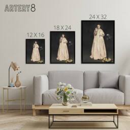 "Artery8 Young Lady With a Parrot Portrait Manet Vintage Framed Canvas Wall Art in Grey - Size: W12"" x H16""" - thumbnail 4
