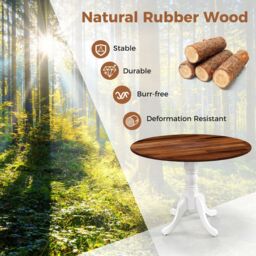 Costway Wooden Dining Table with Round Tabletop & Curved Trestle Legs in Grey - thumbnail 6