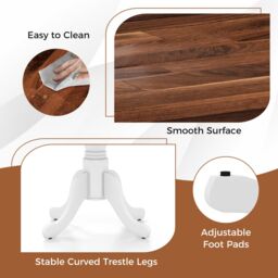 Costway Wooden Dining Table with Round Tabletop & Curved Trestle Legs in Grey - thumbnail 5