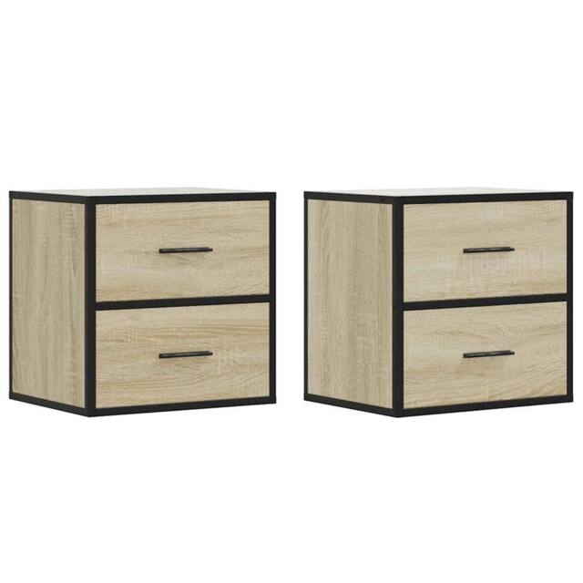 Berkfield Home Wall-mounted Bedside Cabinets 2 pcs Sonoma Oak 40x31x39.5 cm in Light Oak - image 1