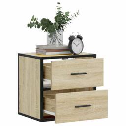 Berkfield Home Wall-mounted Bedside Cabinets 2 pcs Sonoma Oak 40x31x39.5 cm in Light Oak - thumbnail 4