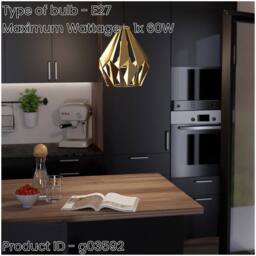 Loops Stylish Modern Gold-Coloured Pendant Light for Indoor Spaces in Gold - thumbnail 2