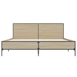 Berkfield Home Bed Frame without Mattress Sonoma Oak 120x200 cm in Brown - Size: Small Double - thumbnail 4