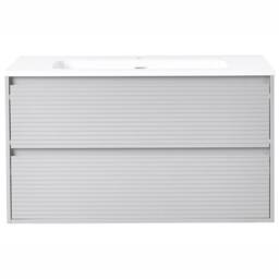 Wyld and Coco Wall-Mounted Bathroom Cabinet Grey 100 x 46 cm 2 Drawers - thumbnail 5