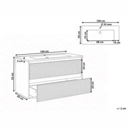 Wyld and Coco Wall-Mounted Bathroom Cabinet Grey 100 x 46 cm 2 Drawers - thumbnail 3