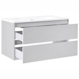 Wyld and Coco Wall-Mounted Bathroom Cabinet Grey 100 x 46 cm 2 Drawers - thumbnail 4