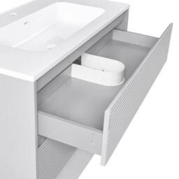 Wyld and Coco Wall-Mounted Bathroom Cabinet Grey 100 x 46 cm 2 Drawers - thumbnail 8