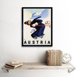 "Artery8 Travel Austria Winter Sport Ski Snow Mountain Alps Framed Art Print in Blue - Size: W12"" x H16""" - thumbnail 2