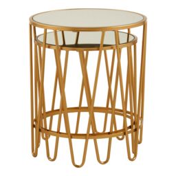 Orsina Set Of 2 Hairpin Design Side Tables, Modern Accent Tables, Gold Finished Nesting Table, Decorative Round Table - thumbnail 3