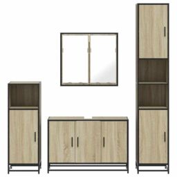 Berkfield Home 4¬†Piece Bathroom Furniture Set¬†Sonoma Oak Engineered Wood in Brown - thumbnail 5