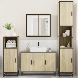 Berkfield Home 4¬†Piece Bathroom Furniture Set¬†Sonoma Oak Engineered Wood in Brown - thumbnail 3