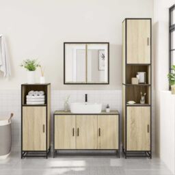 Berkfield Home 4¬†Piece Bathroom Furniture Set¬†Sonoma Oak Engineered Wood in Brown - thumbnail 4