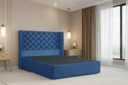 "Nexus Mattresses Ltd Windsor Plush Divan 2 Drawers Foot-End 54""Winged Headboard in Navy - Size: Small Double" - thumbnail 2