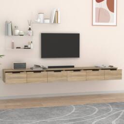 Berkfield Home Wall Cabinets 2 pcs Sonoma Oak 102x30x20 cm Engineered Wood in Light Oak - Size: 102 x 30 x 20 cm - thumbnail 1