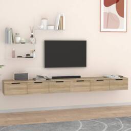 Berkfield Home Wall Cabinets 2 pcs Sonoma Oak 102x30x20 cm Engineered Wood in Light Oak - Size: 102 x 30 x 20 cm - thumbnail 2