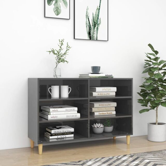 Berkfield Home Sideboard High Gloss Grey 103.5x35x70 cm Engineered Wood - image 1