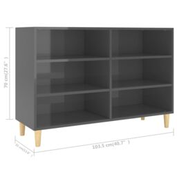 Berkfield Home Sideboard High Gloss Grey 103.5x35x70 cm Engineered Wood - thumbnail 6