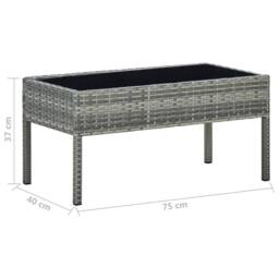 Berkfield Home Garden Table Grey 75x40x37 cm Poly Rattan - Size: 75 x 40 x 37 cm - thumbnail 5