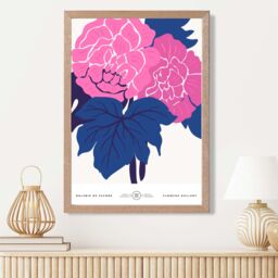 ARTZE Pink & Blue Allium Flower Market Gallery Framed Print SIZE: A3 with Oak Frame in Mid Blue - Size: A4 - thumbnail 2
