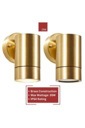 Wall Mounted Downlight with LED GU10 Bulbs Included: Solid Brass - Twin Pack - thumbnail 4