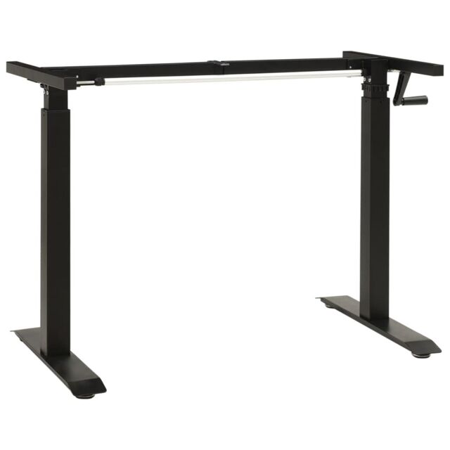 Berkfield Home Manual Height Adjustable Standing Desk Frame Hand Crank Black - image 1