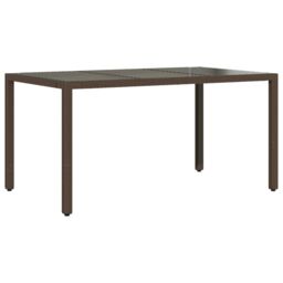 Berkfield Home Garden Table with Glass Top Brown 150x90x75 cm Poly Rattan - Size: 150 x 90 x 75 cm - thumbnail 2