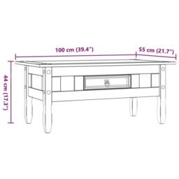 Berkfield Home Decorative Coffee Table Mexican Pine Corona Range Grey 100x55x45 cm - Size: 100 x 55 x 45 cm - thumbnail 9