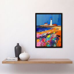 "Artery8 St Mary's Lighthouse Whitley Bay Palette Knife Framed Art Print - Size: W12"" x H16""" - thumbnail 4