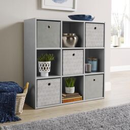Home Source Storage Cube 9 Shelf Bookcase Wooden Display Unit Organiser Home in Grey - thumbnail 2