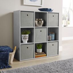 Home Source Storage Cube 9 Shelf Bookcase Wooden Display Unit Organiser Home in Grey - thumbnail 4