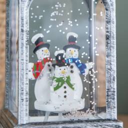 Samuel Alexander 20cm Light up Christmas Water Spinner with 3 Snowmen & White LEDs in Silver - thumbnail 5