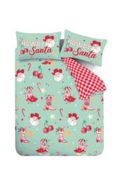 Catherine Lansfield 'Santa's Howdy Christmas' Reversible Duvet Cover Set in Green - Size: Double - thumbnail 5