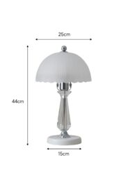Living and Home Crystal Table Lamp with Scalloped Lampshade in White - thumbnail 4