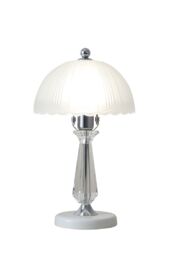Living and Home Crystal Table Lamp with Scalloped Lampshade in White - thumbnail 5