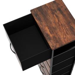 Levede 5 Drawer Wooden Chest of Drawers Vintage Brown Bedroom Storage Unit - thumbnail 5