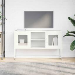 Berkfield Home TV Cabinet White 100.5x39x60.5 cm Steel - thumbnail 3