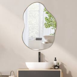 Costway Irregular Wall Mirror Metal Frame Asymmetrical Mirror Decorative Vanity Mirror in Gold - thumbnail 6